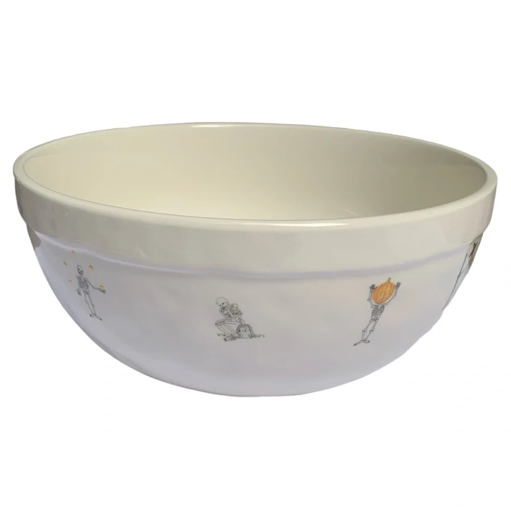 Rae Dunn Halloween Bowl TRICK OR TREAT Dancing Skeletons Dimples 2017 New OG